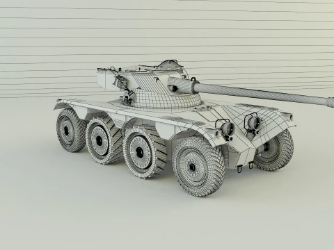 Panhard EBR 75 military tank 3D Model