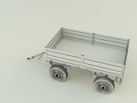 정원 트랙터 트레일러 모델 3D 모델