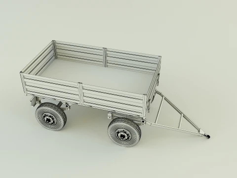 정원 트랙터 트레일러 모델 3D 모델
