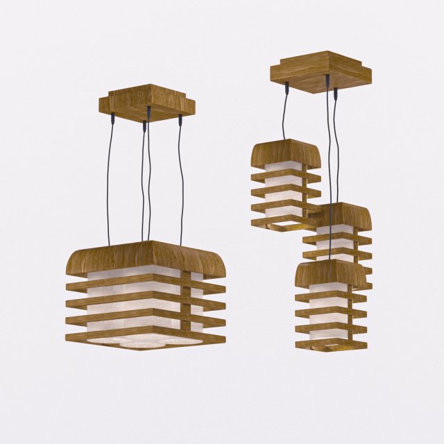 collection -wooden chandelier02 3D Model .c4d .max .obj .3ds .fbx .stl .blend 