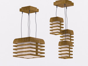 collection -wooden chandelier02 3D Model