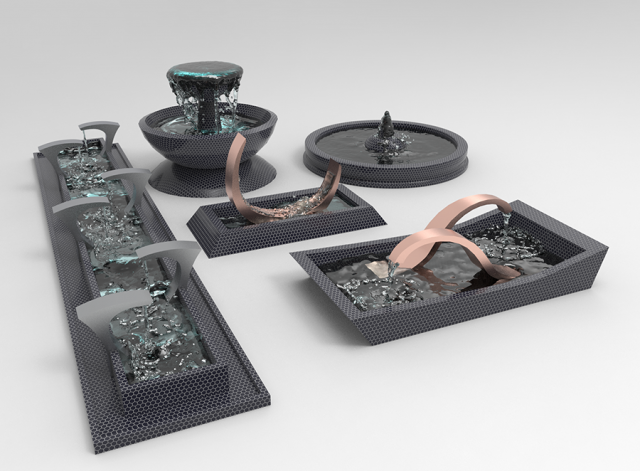 5 model Fountain Model 3D .c4d .max .obj .3ds .fbx .stl .blend 