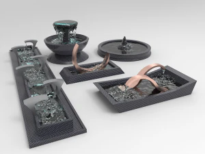 5 modellen Fontein 3D Model