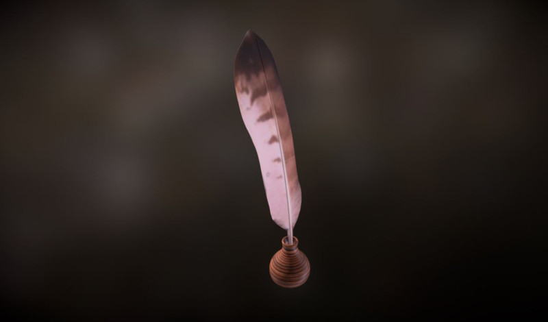 Feather and inkwell Modelo 3D .c4d .max .obj .3ds .fbx .stl .blend