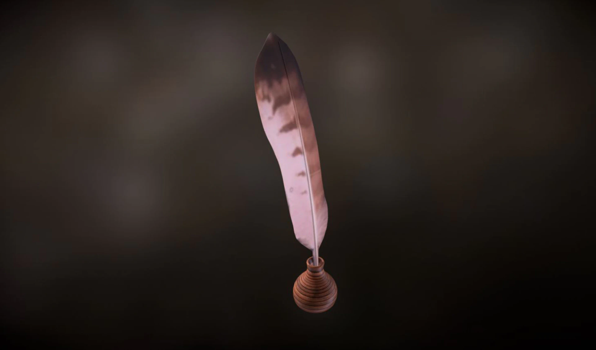 Feather and inkwell 3D Model .c4d .max .obj .3ds .fbx .stl .blend 