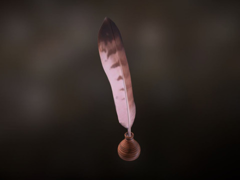 Feather and inkwell 3D Model