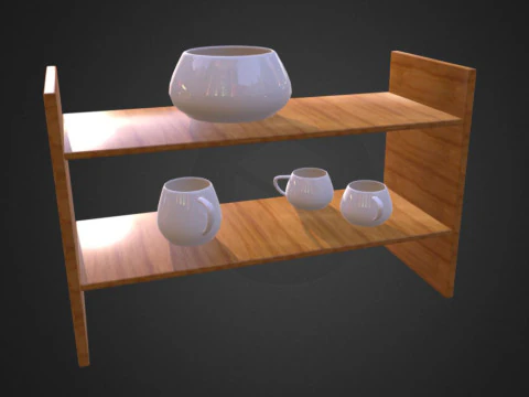 Etag&egrave;re avec bocaux Modèle 3D
