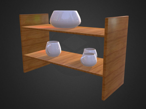 Shelf with jars 3D Model