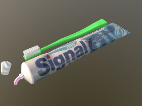 Tooth brush and toothpaste Modello 3D