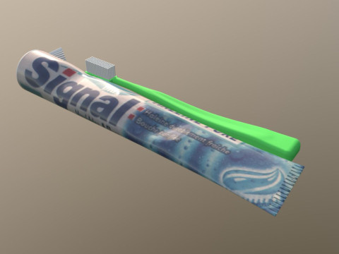 Tooth brush and toothpaste 3D Модель