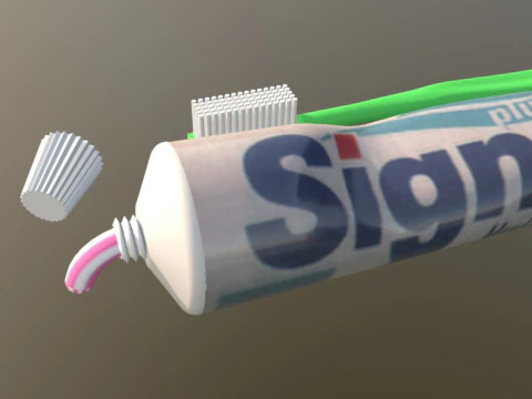 Tooth brush and toothpaste 3D Model