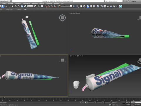 Tooth brush and toothpaste 3D Model