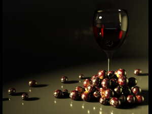 Copa de vino y uvas -Wine glass and grapes 3Dモデル