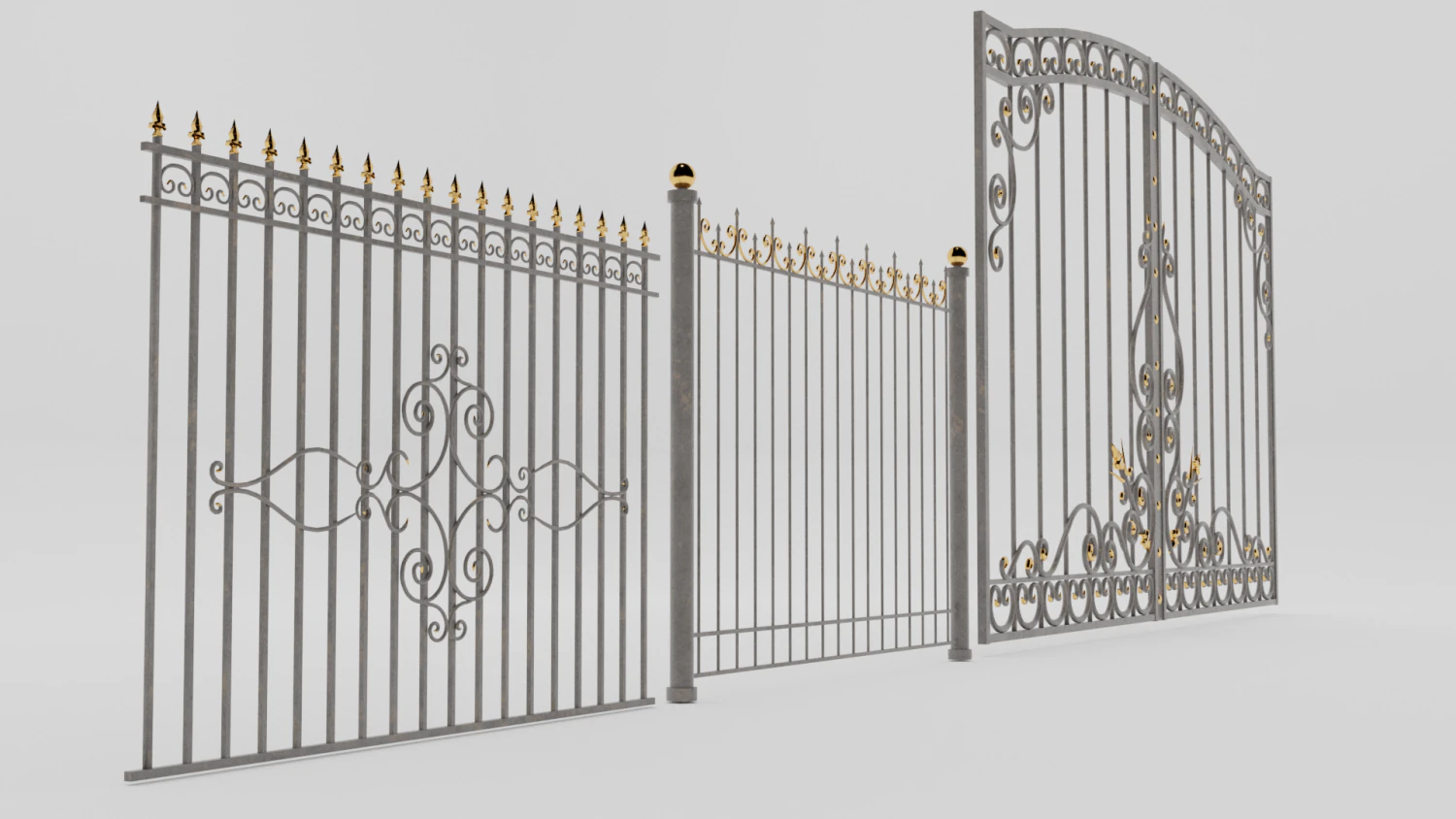 the fence is forged with gilding 3D Model .c4d .max .obj .3ds .fbx .stl .blend