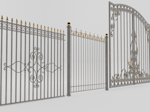 the fence is forged with gilding 3D Model