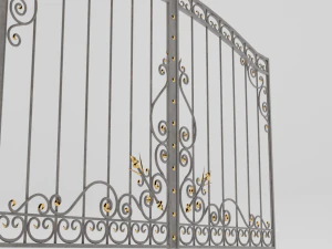 the fence is forged with gilding 3D Model