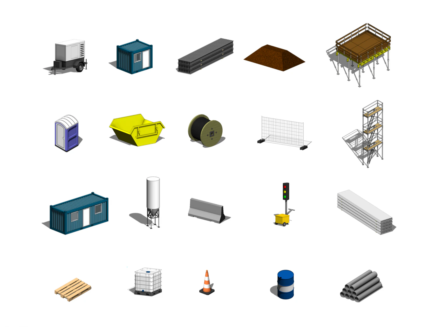 Construction Object Pack - Revit Family Collection 3D Model .c4d .max .obj .3ds .fbx .stl .blend 