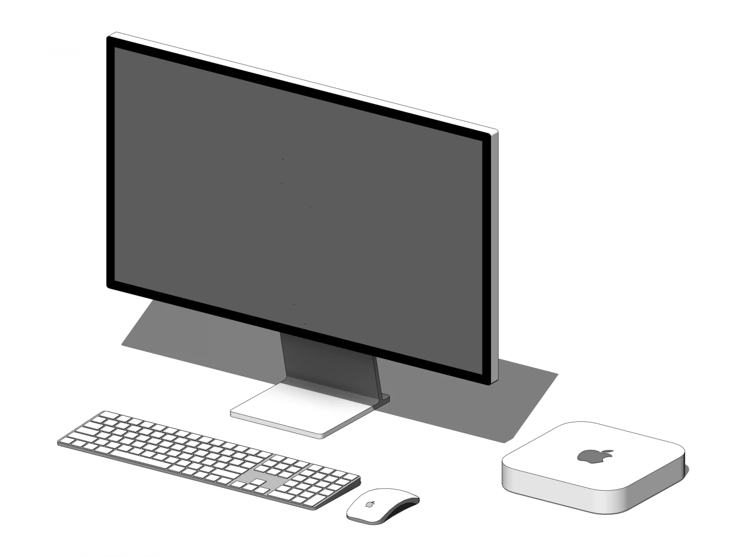 Apple Mac Mini Workstation - Revit Family 3D Model .c4d .max .obj .3ds .fbx .stl .blend 