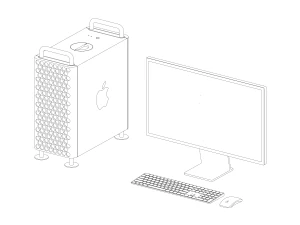 Apple Mac Pro Workstation - Revit Family 3D Model in Computer