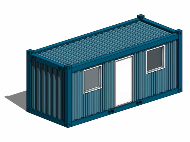 Office Container 20ft - Revit Family 3D Model .c4d .max .obj .3ds .fbx .stl .blend 