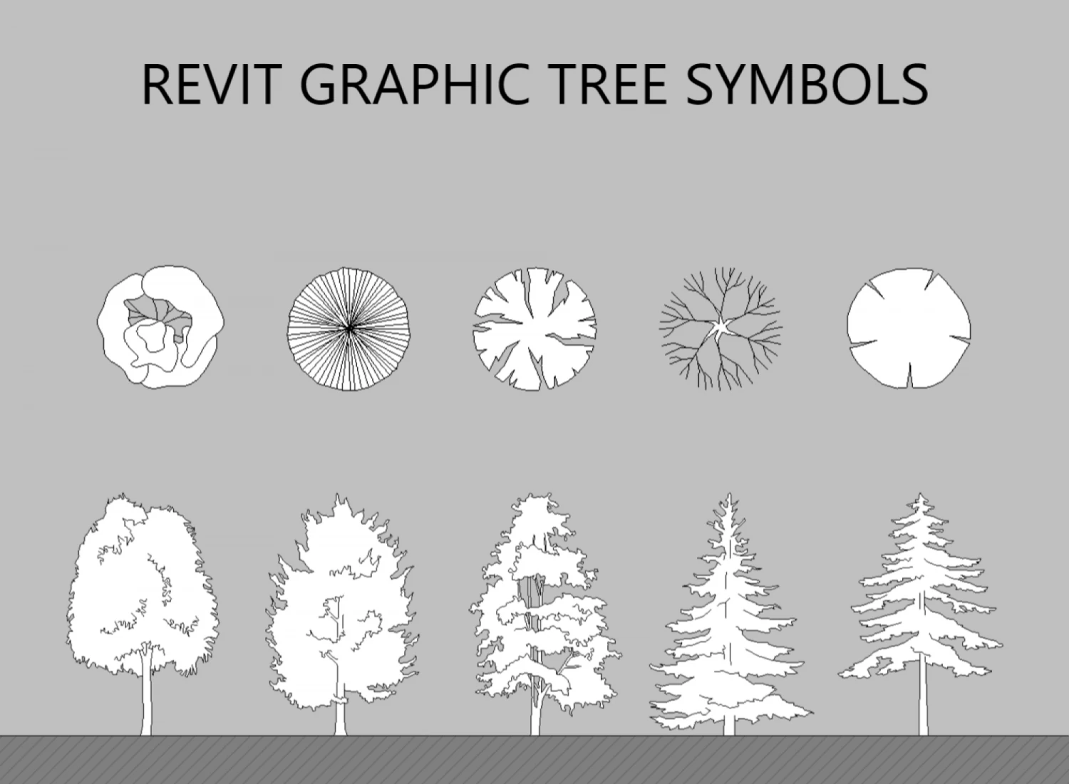 Tree Graphic Symbols - Revit Family Collection 3D Model .c4d .max .obj .3ds .fbx .stl .blend 