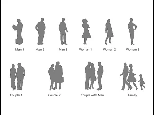 S&iacute;mbolos gr&aacute;ficos de personas - Colecci&oacute;n familiar Revit Modelo 3D