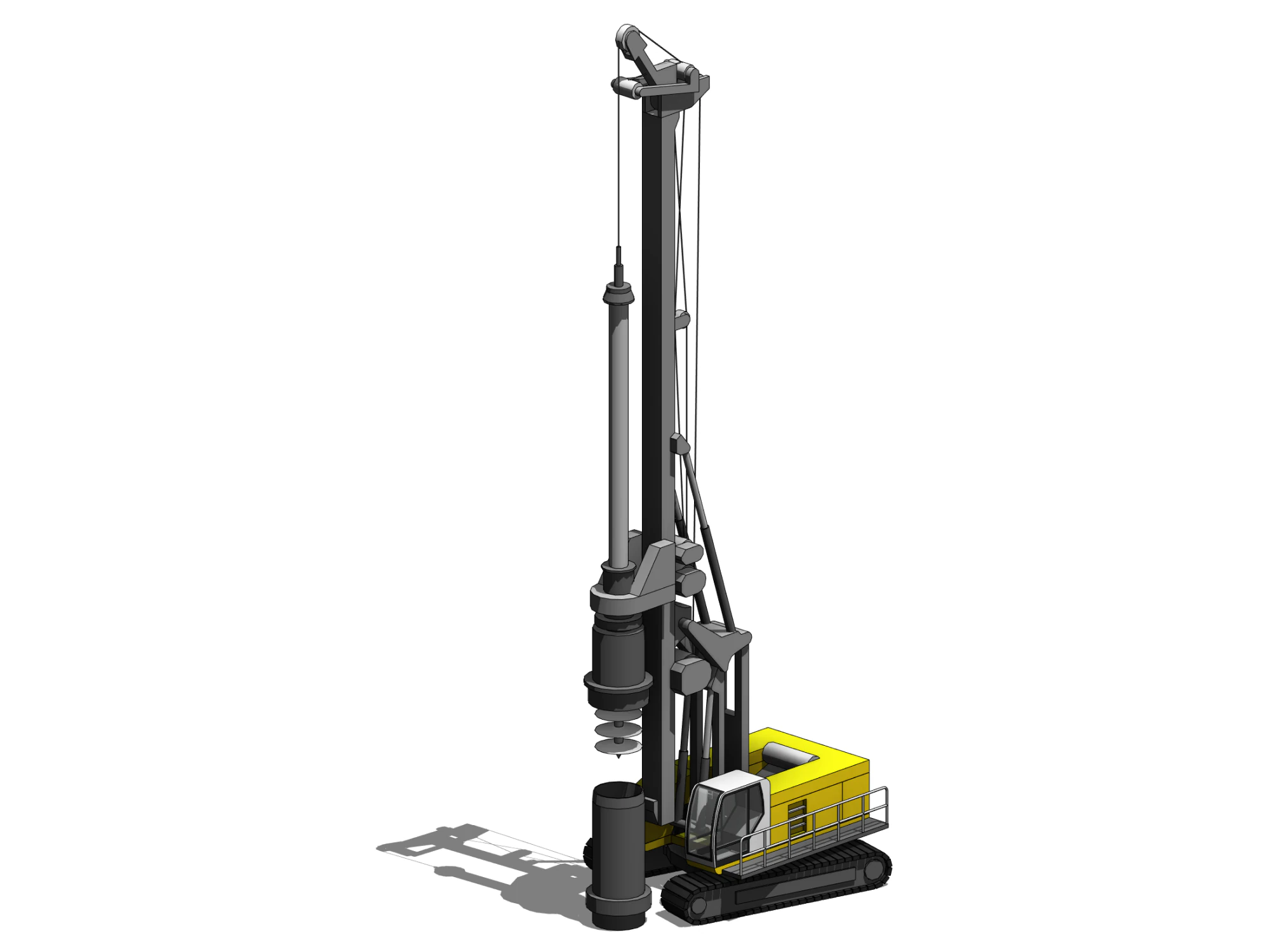 Drilling and Piling Rig - Revit Family 3D Model .c4d .max .obj .3ds .fbx .stl .blend 