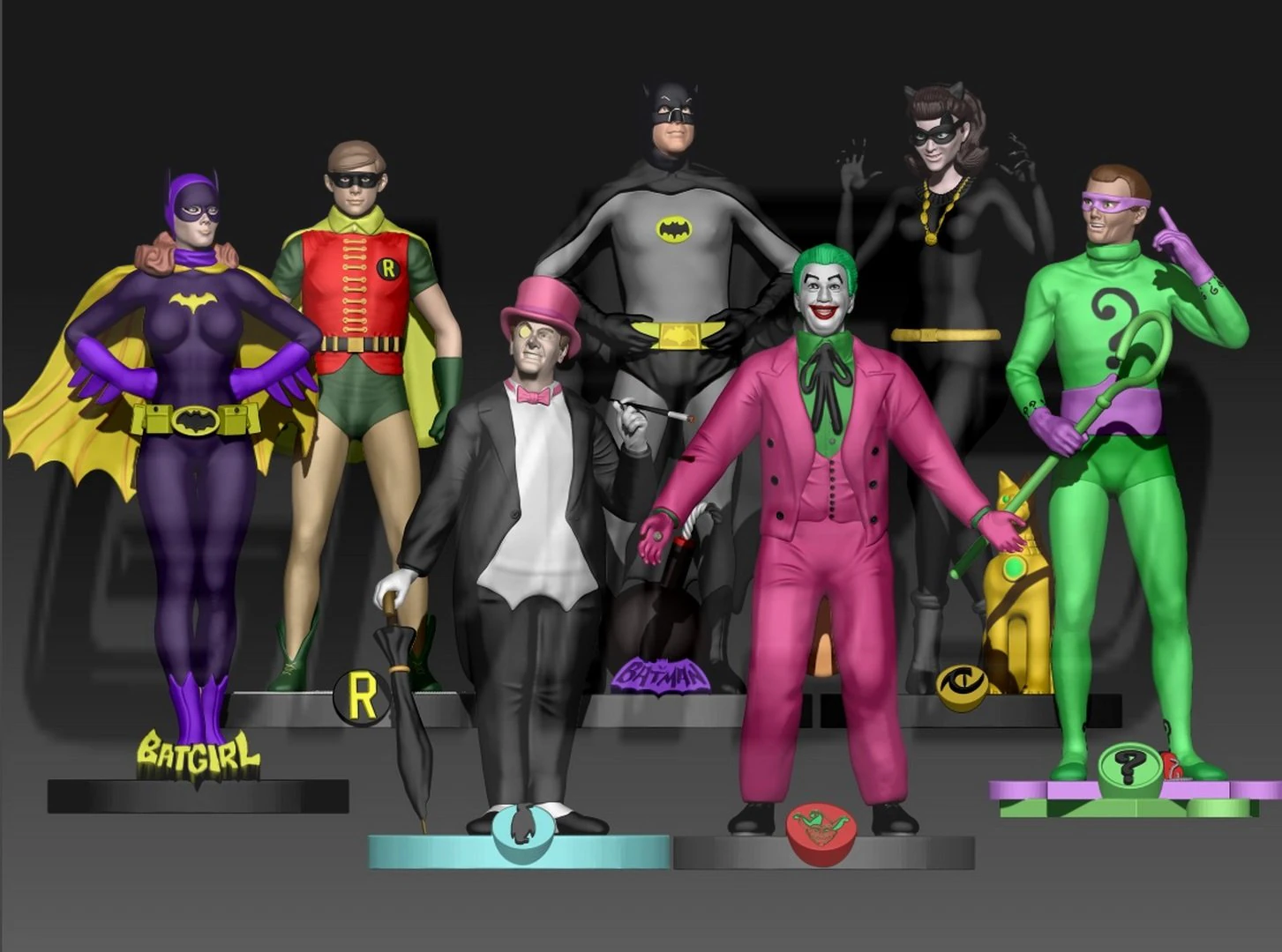 Batman Movie 1966 characters collection 3D Print Model .c4d .max .obj .3ds .fbx .stl .blend 