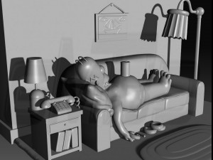Diorama Homer on sofa 3Dプリントモデル