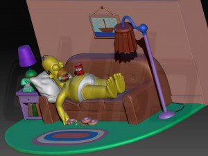 Diorama Homer on sofa 3Dプリントモデル