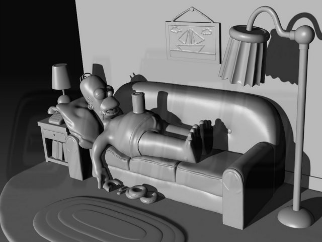 Download Diorama Homer on sofa 3D Model