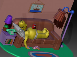 Diorama Homer on sofa 3Dプリントモデル