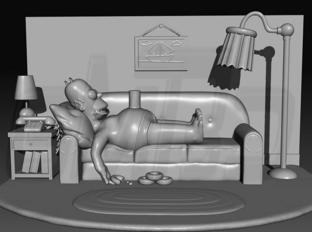 Download Diorama Homer on sofa 3D Model