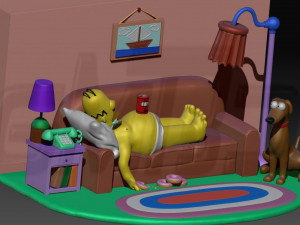 Diorama Homer on sofa 3Dプリントモデル
