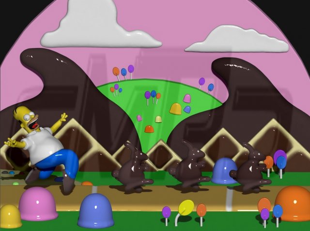 Diorama Homer in Chocolate kingdom 3D Print Model .c4d .max .obj .3ds .fbx .stl .blend 
