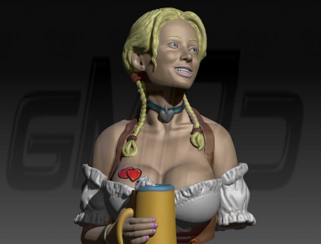 Pretty Fraulein oktoberfest Bust 3D Print Model .c4d .max .obj .3ds .fbx .stl .blend 