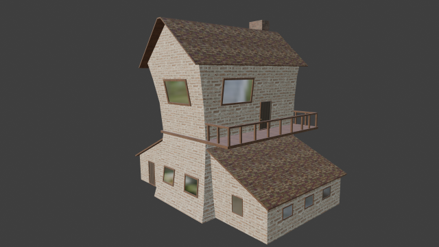 two story house 3D-Modell .c4d .max .obj .3ds .fbx .stl .blend 