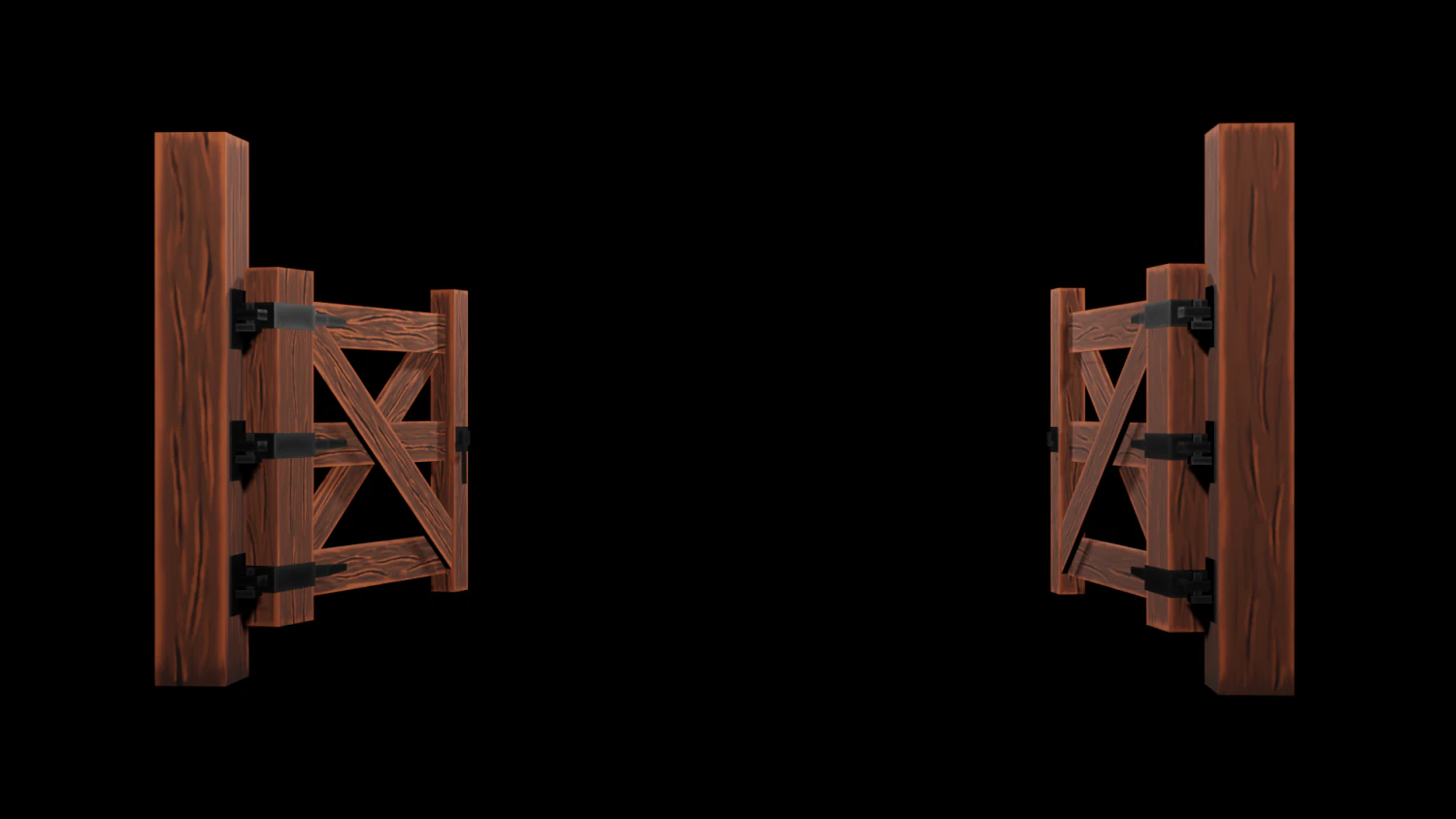 wooden gate 3D Model .c4d .max .obj .3ds .fbx .stl .blend 