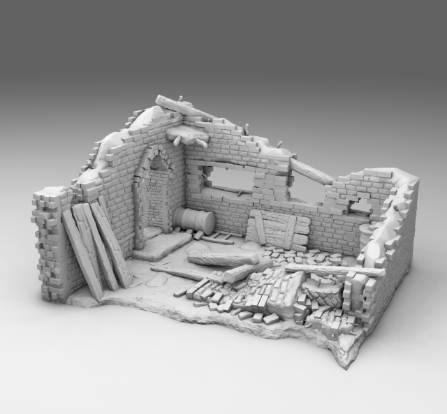 the house after the war 3D 프린트 모델 .c4d .max .obj .3ds .fbx .stl .blend 