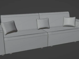 Red family couch with three pillows 3D Model