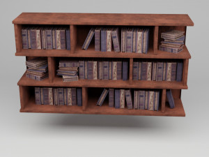 Old bookshelf with ancient books Modelo 3D