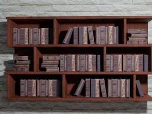 Old bookshelf with ancient books Modelo 3D
