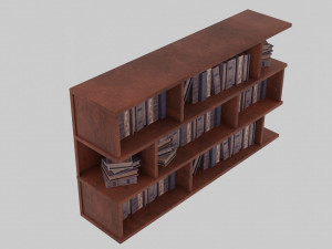 Old bookshelf with ancient books Modelo 3D