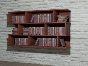 Old bookshelf with ancient books Modelo 3D