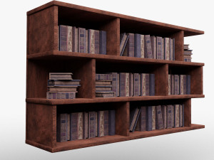 Old bookshelf with ancient books Modelo 3D
