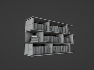 Old bookshelf with ancient books Modelo 3D