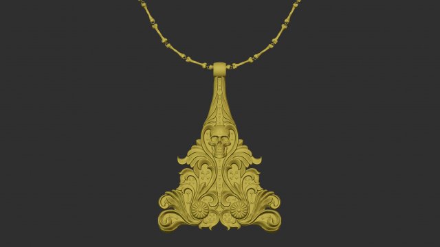 Skull and Bones Pendant 3Dプリントモデル .c4d .max .obj .3ds .fbx .stl .blend