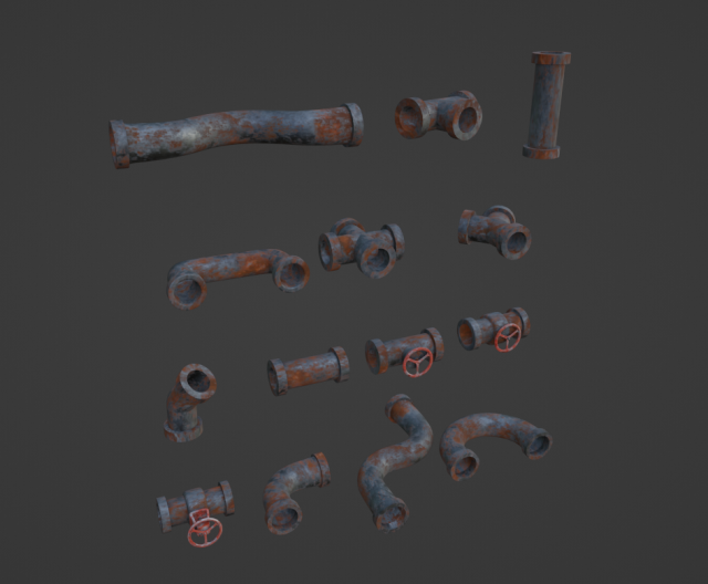 Realistic 14 Industrial Pipe Pack 3D Модель .c4d .max .obj .3ds .fbx .stl .blend 