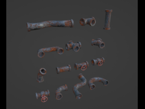Realistic 14 Industrial Pipe Pack 3D Model