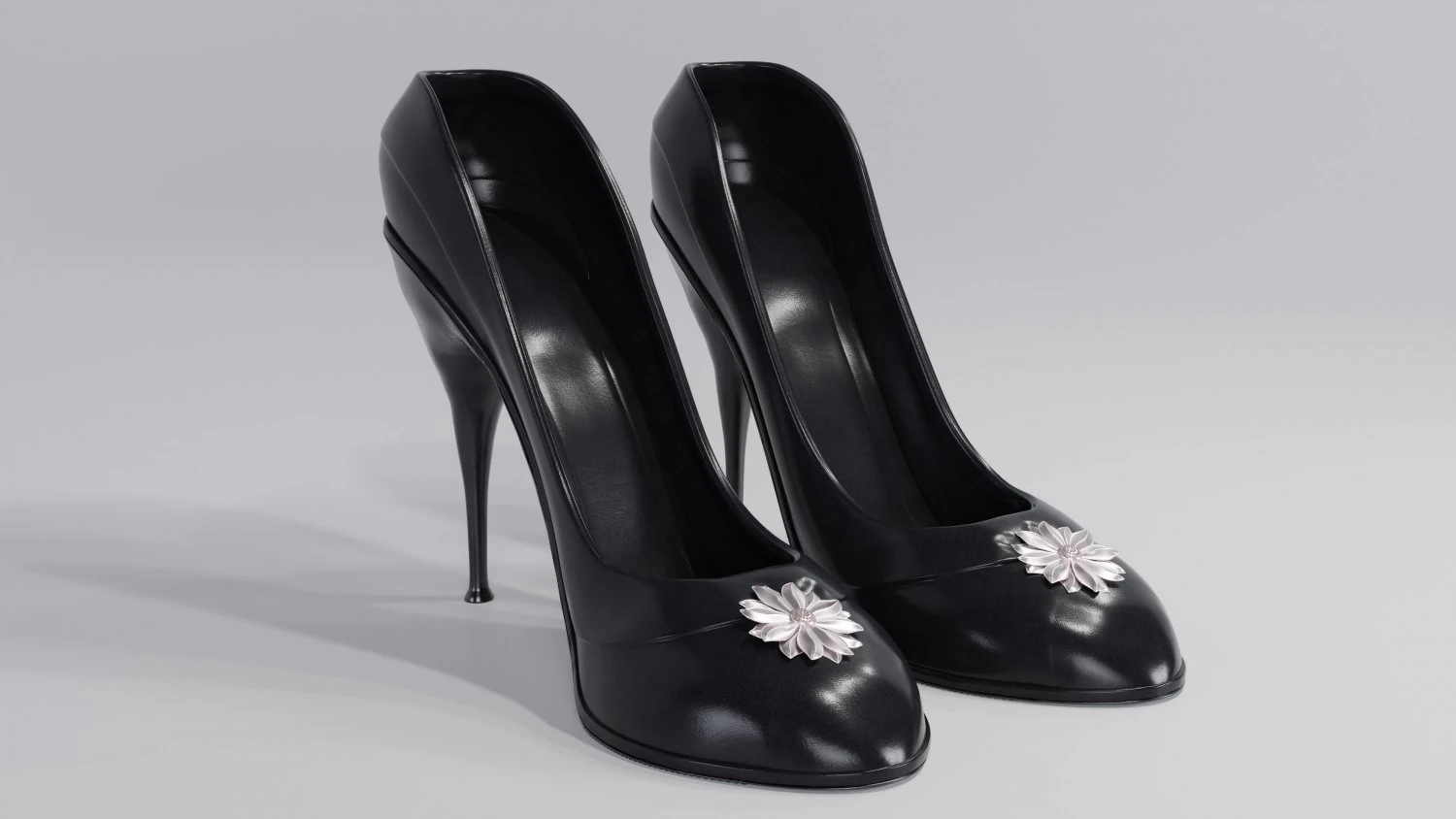 Black High Heels 3D Model .c4d .max .obj .3ds .fbx .stl .blend